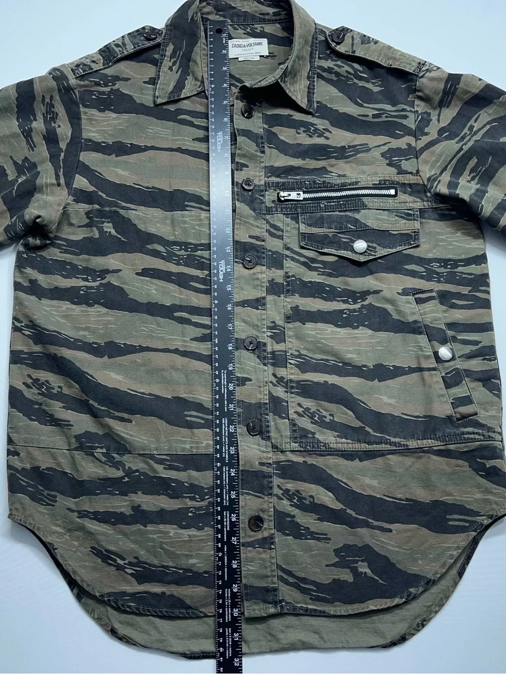 Zadig & Voltaire Paris Camo Jacket Mens Size Medium Button Up Canvas Troy Camou